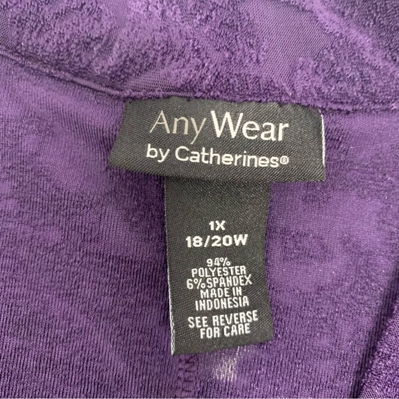 Catherines Anywear Cardigan 1X 18/20  Purple Open Stretch 3/4‎ Sleeve Lagenlook - Picture 6 of 9